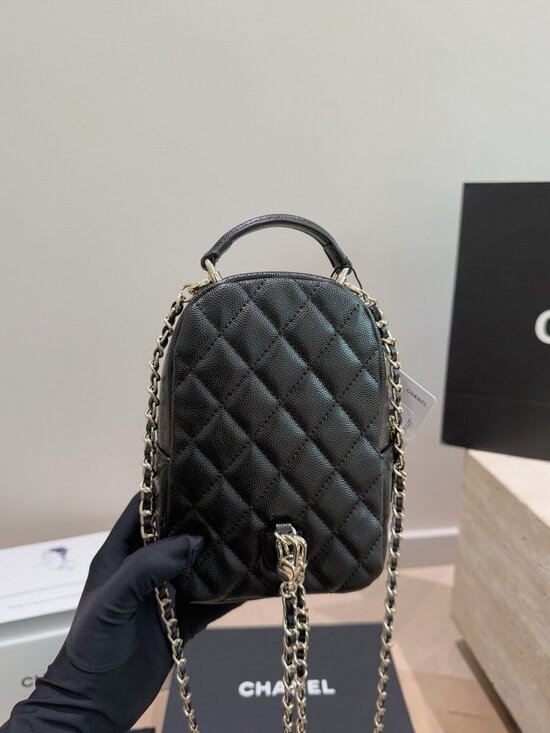 Chanel 24C Classic Mini Backpack Black Caviar with Gold Hardware Crossbody - Picture 6 of 9